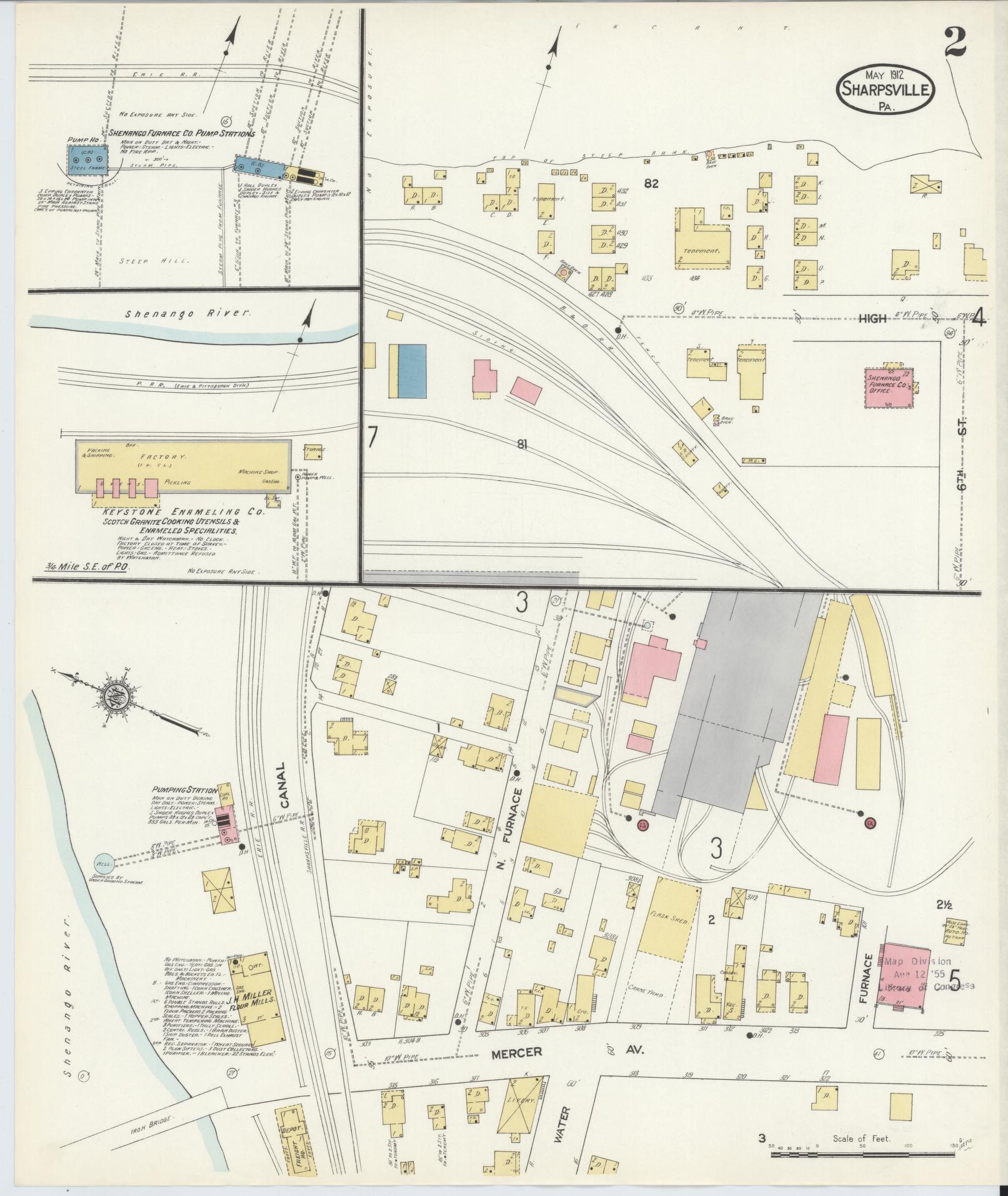 Sanborn Fire Insurance Map from Sharpsville, Mercer County, Pennsylvania (1912), Sheet #0002 - Complete Map Set gallery image, historic Sanborn map, vintage wall art, Pennsylvania Pennsylvania