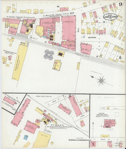 Sanborn Fire Insurance Map from Lawrenceburg, Dearborn County, Indiana (1902), Sheet #0001 - Historic Sanborn Fire Insurance Map Print, vintage old map wall art, antique decor, genealogy gift, Indiana Indiana map