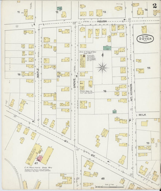 Sanborn Fire Insurance Map from Dover, Strafford County, New Hampshire (1892), Sheet #0002 - Historic Sanborn Fire Insurance Map Print, vintage old map wall art, antique decor, genealogy gift, New Hampshire New Hampshire map