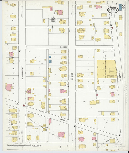 Sanborn Fire Insurance Map from Xenia, Greene County, Ohio (1919), Sheet #0002 - Historic Sanborn Fire Insurance Map Print, vintage old map wall art, antique decor, genealogy gift, Ohio Ohio map
