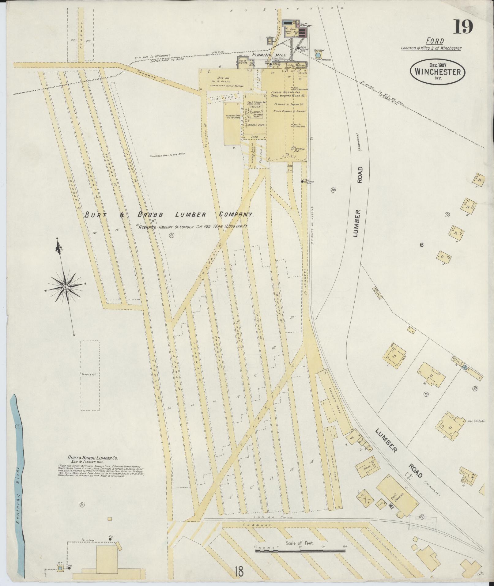 Sanborn Fire Insurance Map from Winchester, Clark County, Kentucky (1907), Sheet #0019 - Complete Map Set gallery image, historic Sanborn map, vintage wall art, Kentucky Kentucky
