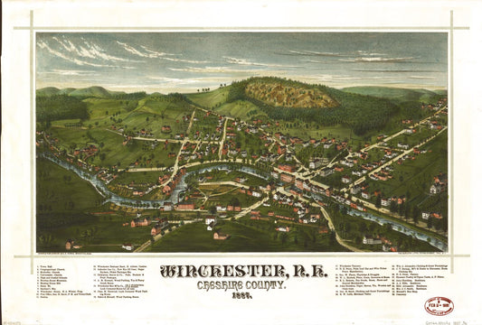 Winchester, N.H., Cheshire County, 1887 (1887) – Historic Bird’s-Eye View Panorama Print
