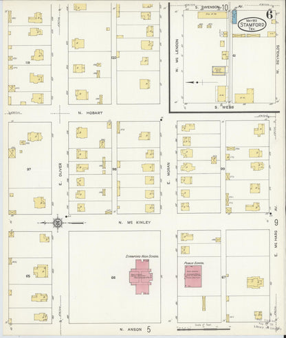 Sanborn Fire Insurance Map from Stamford, Jones County, Texas (1913), Sheet #0006 - Complete Map Set gallery image, historic Sanborn map, vintage wall art, Texas Texas