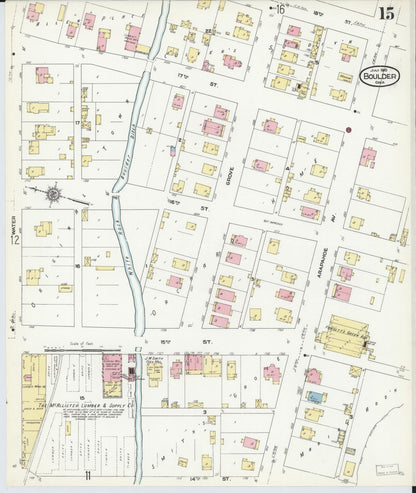 Sanborn Fire Insurance Map from Boulder, Boulder County, Colorado (1910), Sheet #0015 - Complete Map Set gallery image, historic Sanborn map, vintage wall art, Colorado Colorado