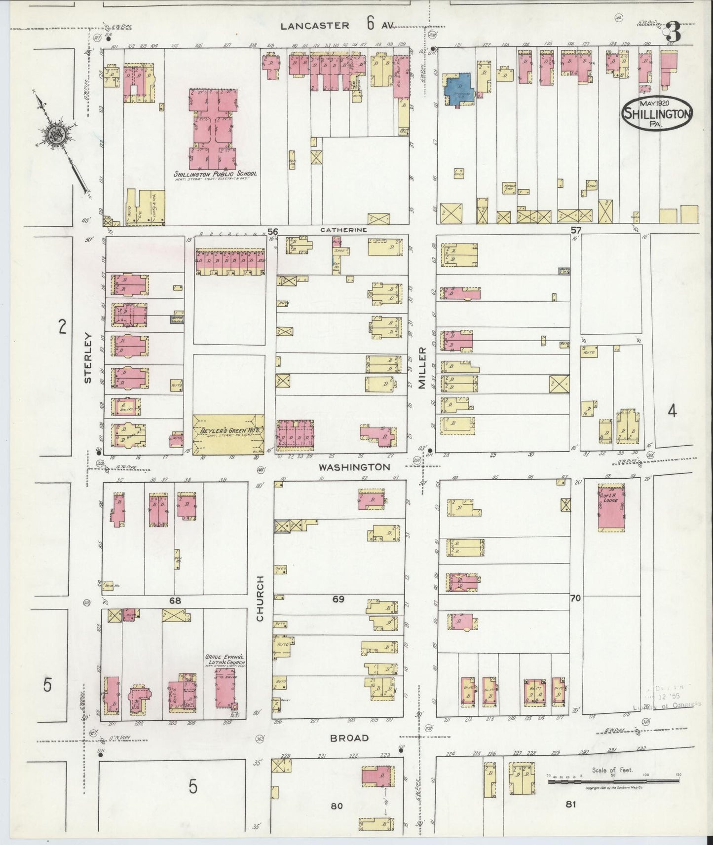 Sanborn Fire Insurance Map from Shillington, Berks County, Pennsylvania (1920), Sheet #0003 - Complete Map Set gallery image, historic Sanborn map, vintage wall art, Pennsylvania Pennsylvania