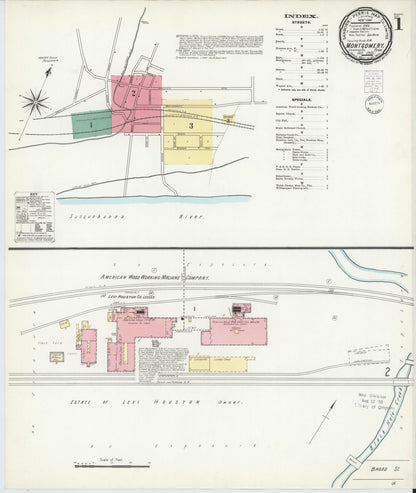 Sanborn Fire Insurance Map from Montgomery, Lycoming County, Pennsylvania (1901), Sheet #0001 - Complete Map Set gallery image, historic Sanborn map, vintage wall art, Pennsylvania Pennsylvania