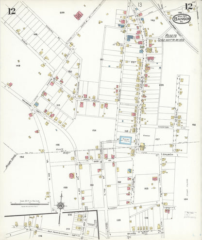 Sanborn Fire Insurance Map from Bangor, Northampton County, Pennsylvania (1923), Sheet #0012 - Complete Map Set gallery image, historic Sanborn map, vintage wall art, Pennsylvania Pennsylvania