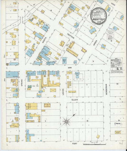 Sanborn Fire Insurance Map from Brackettville, Kinney County, Texas (1900), Sheet #0001 - Historic Sanborn Fire Insurance Map Print, vintage old map wall art, antique decor, genealogy gift, Texas Texas map