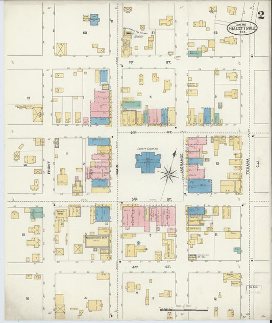Sanborn Fire Insurance Map from Hallettsville, Lavaca County, Texas (1906), Sheet #0002 - Historic Sanborn Fire Insurance Map Print, vintage old map wall art, antique decor, genealogy gift, Texas Texas map