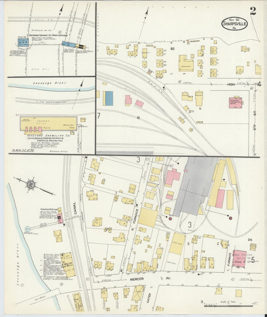 Sanborn Fire Insurance Map from Sharpsville, Mercer County, Pennsylvania (1912), Sheet #0002 - Historic Sanborn Fire Insurance Map Print, vintage old map wall art, antique decor, genealogy gift, Pennsylvania Pennsylvania map