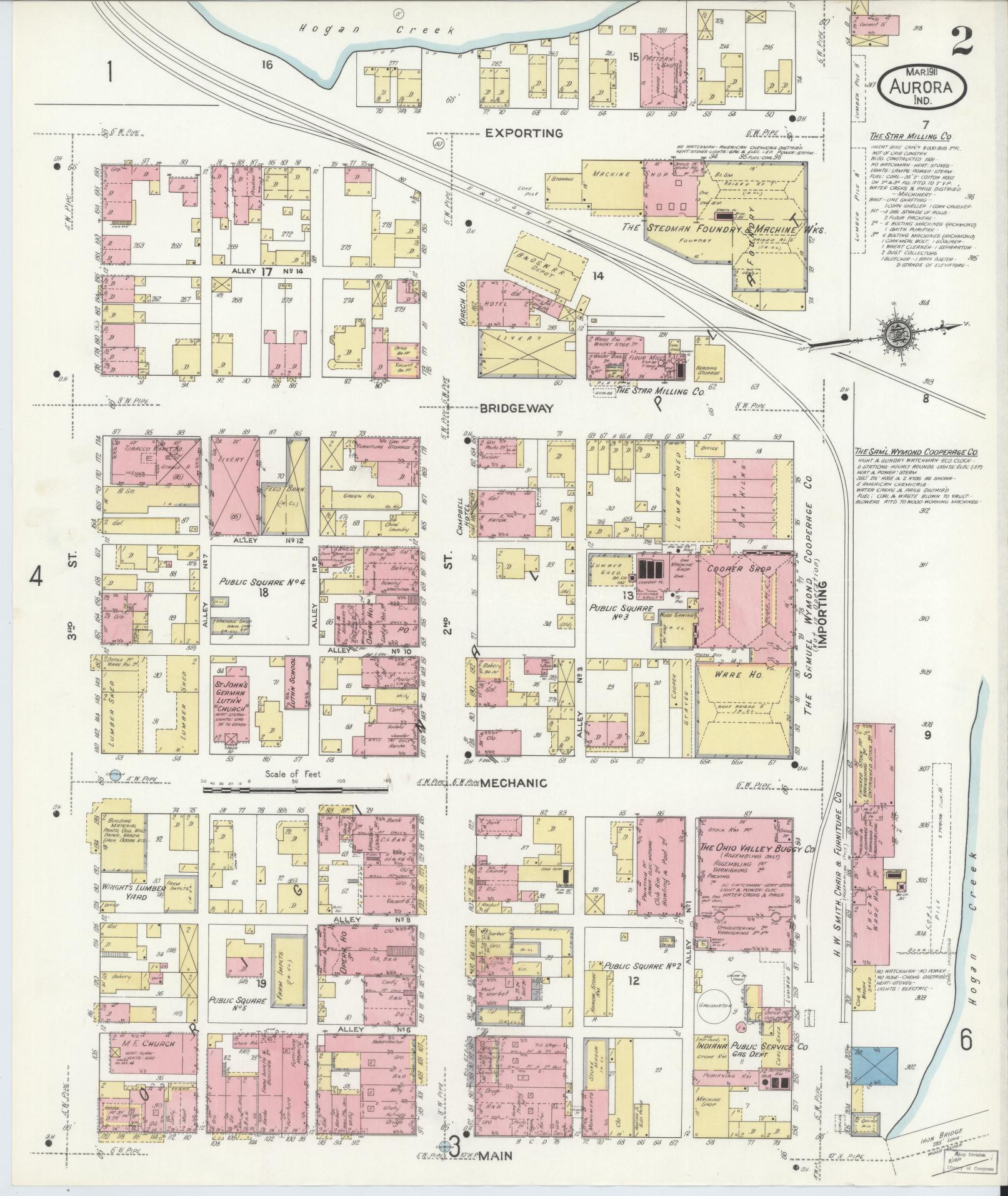 Sanborn Fire Insurance Map from Aurora, Dearborn County, Indiana (1911), Sheet #0002 - Historic Sanborn Fire Insurance Map Print, vintage old map wall art, antique decor, genealogy gift, Indiana Indiana map