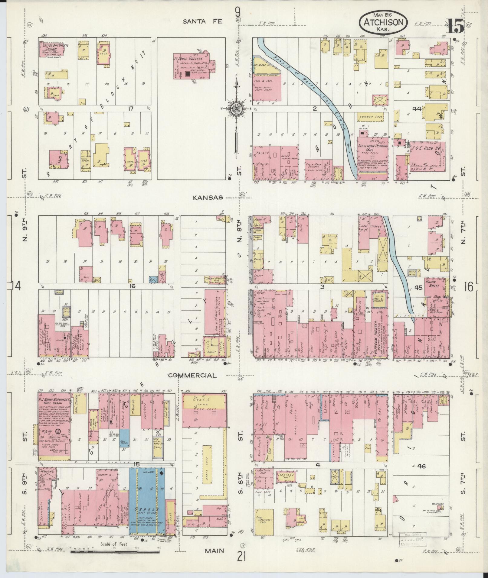Sanborn Fire Insurance Map from Atchison, Atchison County, Kansas (1916), Sheet #0015 - Complete Map Set gallery image, historic Sanborn map, vintage wall art, Kansas Kansas