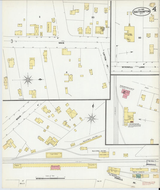Sanborn Fire Insurance Map from Southampton, Suffolk County, New York (1902), Sheet #0004 - Historic Sanborn Fire Insurance Map Print, vintage old map wall art, antique decor, genealogy gift, New York New York map