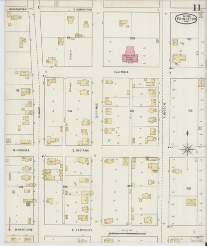 Sanborn Fire Insurance Map from Princeton, Gibson County, Indiana (1895), Sheet #0011 - Complete Map Set gallery image, historic Sanborn map, vintage wall art, Indiana Indiana