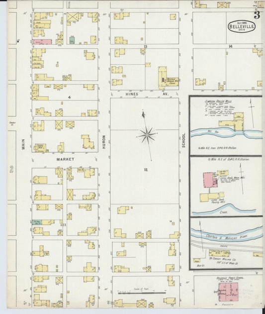 Sanborn Fire Insurance Map from Bellville, Richland County, Ohio (1895), Sheet #0003 - Historic Sanborn Fire Insurance Map Print, vintage old map wall art, antique decor, genealogy gift, Ohio Ohio map