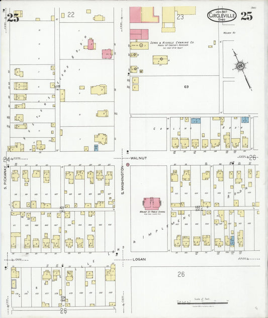 Sanborn Fire Insurance Map from Circleville, Pickaway County, Ohio (1927), Sheet #0025 - Historic Sanborn Fire Insurance Map Print, vintage old map wall art, antique decor, genealogy gift, Ohio Ohio map
