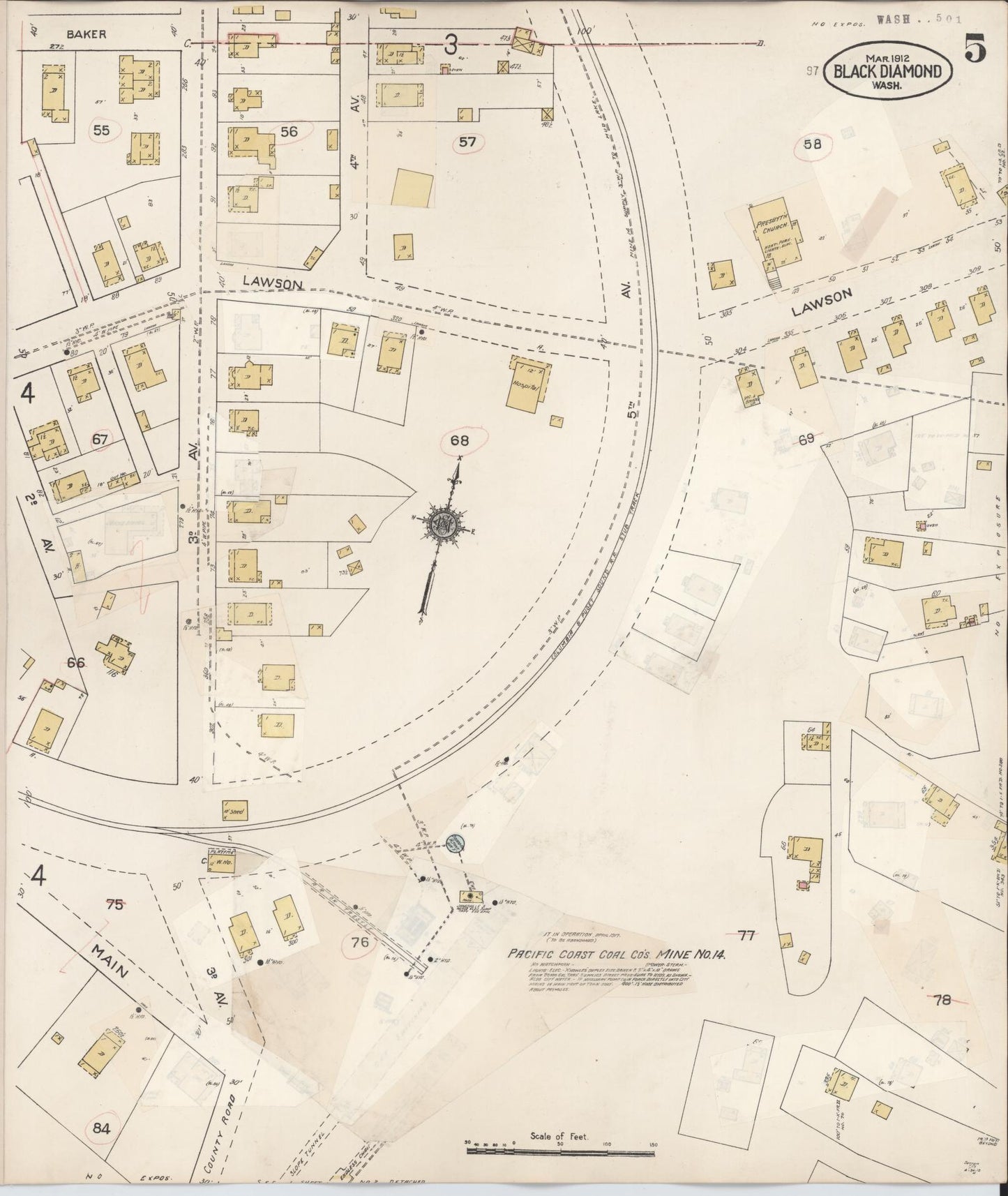 Sanborn Fire Insurance Map from Black Diamond, King County, Washington (1929), Sheet #0005 - Complete Map Set gallery image, historic Sanborn map, vintage wall art, Washington Washington