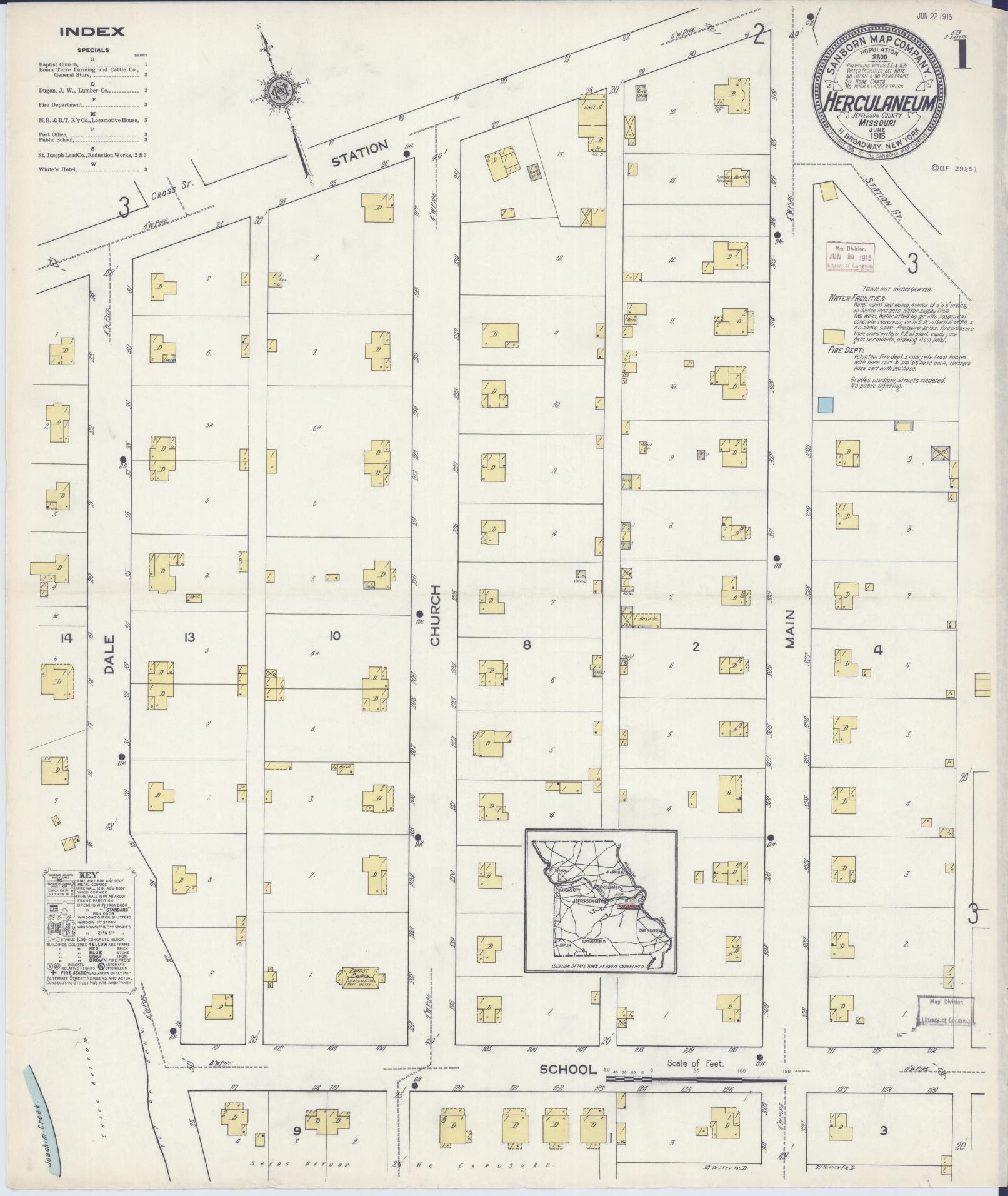 Sanborn Fire Insurance Map from Herculaneum, Jefferson County, Missouri. (1915) – Historic Sanborn Fire Insurance Map Print