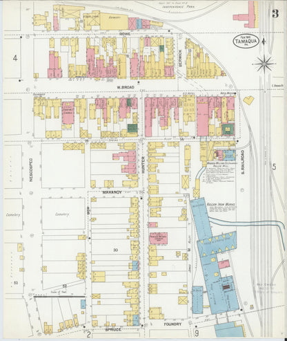 Sanborn Fire Insurance Map from Tamaqua, Schuylkill County, Pennsylvania (1902), Sheet #0003 - Historic Sanborn Fire Insurance Map Print, vintage old map wall art, antique decor, genealogy gift, Pennsylvania Pennsylvania map