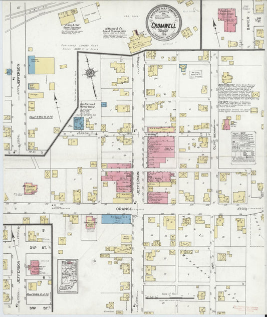Sanborn Fire Insurance Map from Cromwell, Noble County, Indiana (1919), Sheet #0001 - Historic Sanborn Fire Insurance Map Print, vintage old map wall art, antique decor, genealogy gift, Indiana Indiana map