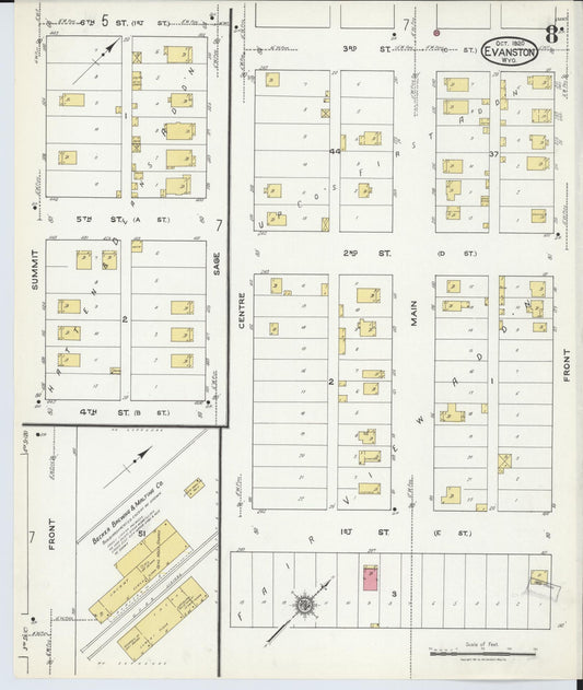Sanborn Fire Insurance Map from Evanston, Uinta County, Wyoming (1920), Sheet #0008 - Historic Sanborn Fire Insurance Map Print, vintage old map wall art, antique decor, genealogy gift, Wyoming Wyoming map