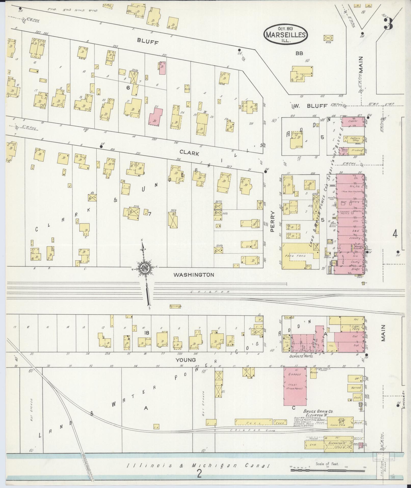 Sanborn Fire Insurance Map from Marseilles, La Salle County, Illinois (1913), Sheet #0003 - Complete Map Set gallery image, historic Sanborn map, vintage wall art, Illinois Illinois