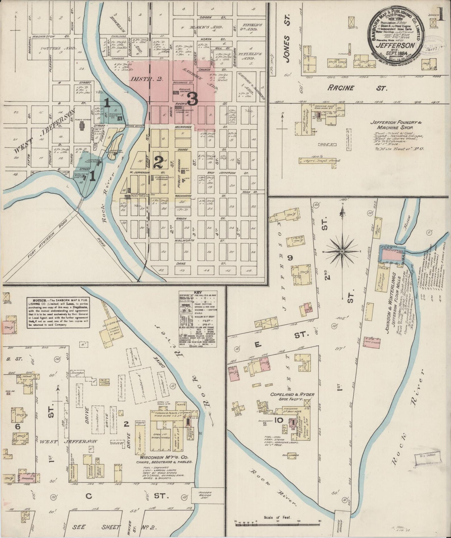 Sanborn Fire Insurance Map from Jefferson, Jefferson County, Wisconsin (1884), Sheet #0001 - Complete Map Set gallery image, historic Sanborn map, vintage wall art, Wisconsin Wisconsin
