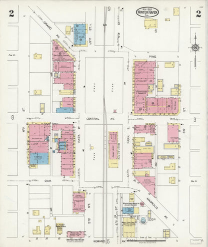 Sanborn Fire Insurance Map from Winter Haven, Polk County, Florida (1924), Sheet #0002 - Historic Sanborn Fire Insurance Map Print, vintage old map wall art, antique decor, genealogy gift, Florida Florida map