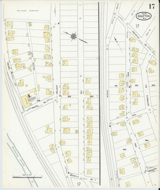 Sanborn Fire Insurance Map from Grafton, Taylor County, West Virginia (1911), Sheet #0017 - Historic Sanborn Fire Insurance Map Print, vintage old map wall art, antique decor, genealogy gift, West Virginia West Virginia map