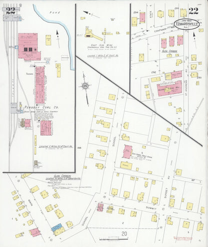 Sanborn Fire Insurance Map from Edwardsville, Madison County, Illinois (1930), Sheet #0022 - Historic Sanborn Fire Insurance Map Print, vintage old map wall art, antique decor, genealogy gift, Illinois Illinois map