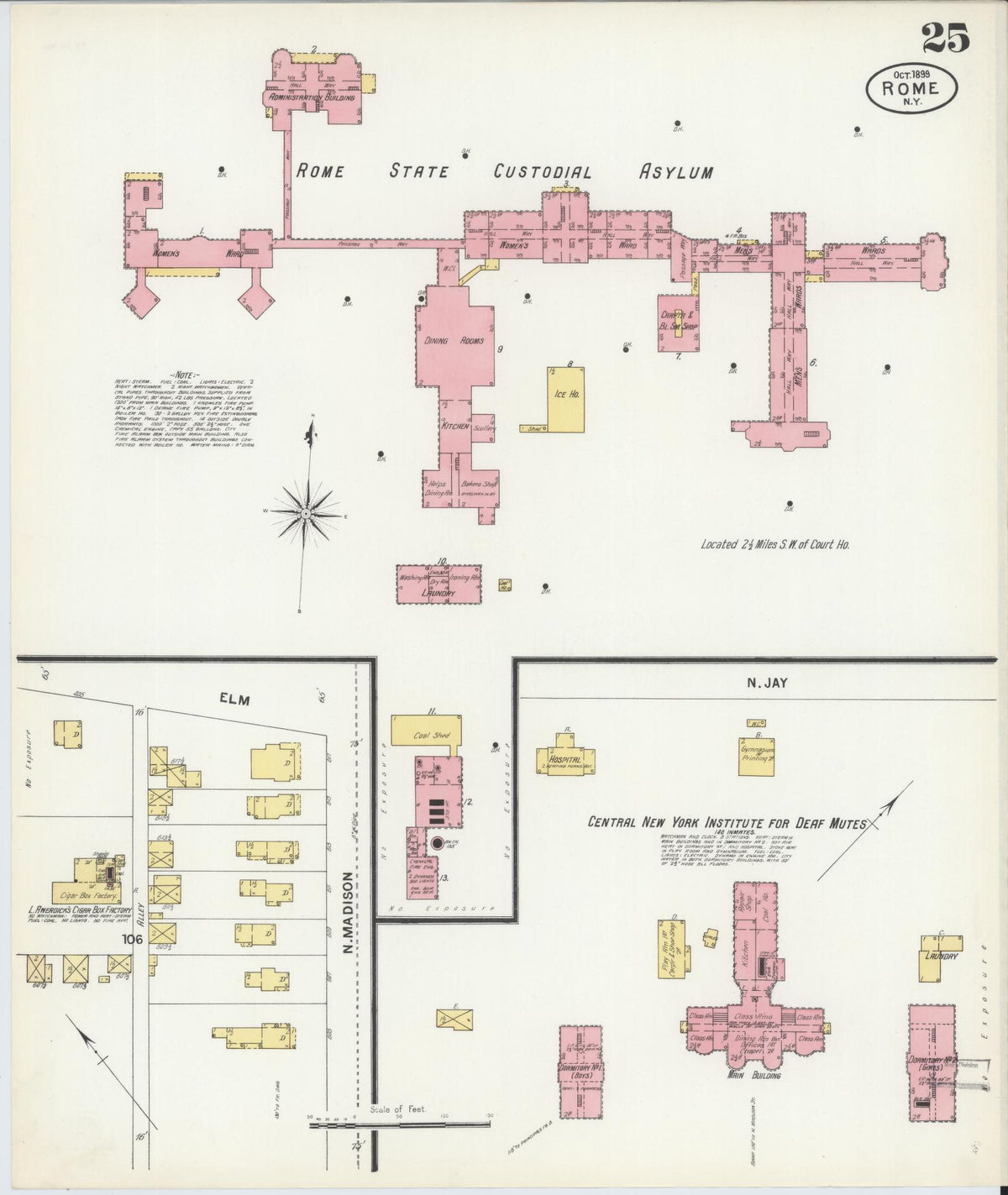 Sanborn Fire Insurance Map from Rome, Oneida County, New York (1899), Sheet #0025 - Complete Map Set gallery image, historic Sanborn map, vintage wall art, New York New York