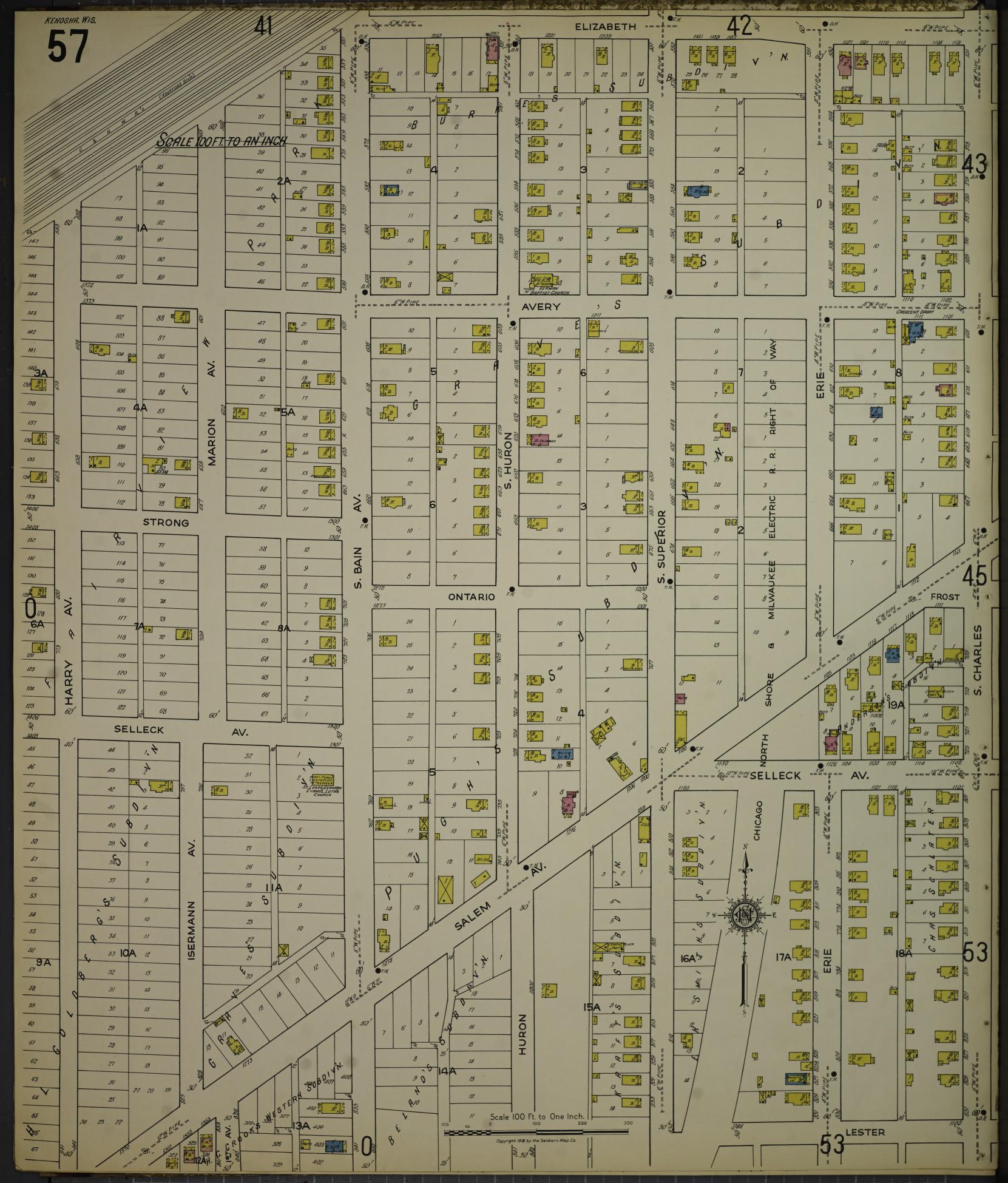 Sanborn Fire Insurance Map from Kenosha, Kenosha County, Wisconsin. (1918), Sheet 61