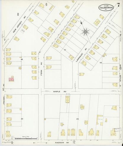 Sanborn Fire Insurance Map from Collingswood, Camden County, New Jersey (1909), Sheet #0007 - Complete Map Set gallery image, historic Sanborn map, vintage wall art, New Jersey New Jersey