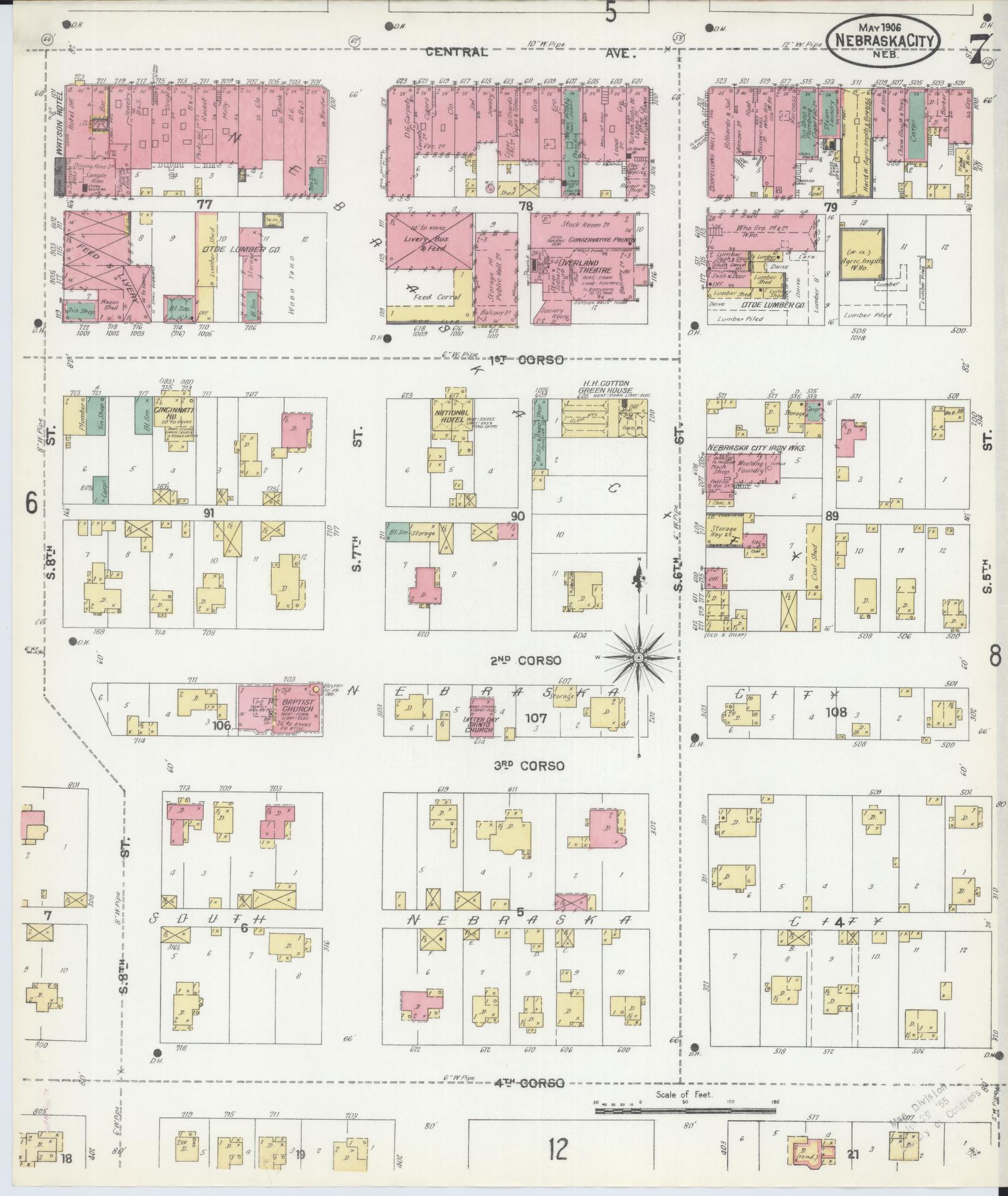 Sanborn Fire Insurance Map from Nebraska City, Otoe County, Nebraska (1906), Sheet #0007 - Complete Map Set gallery image, historic Sanborn map, vintage wall art, Nebraska Nebraska