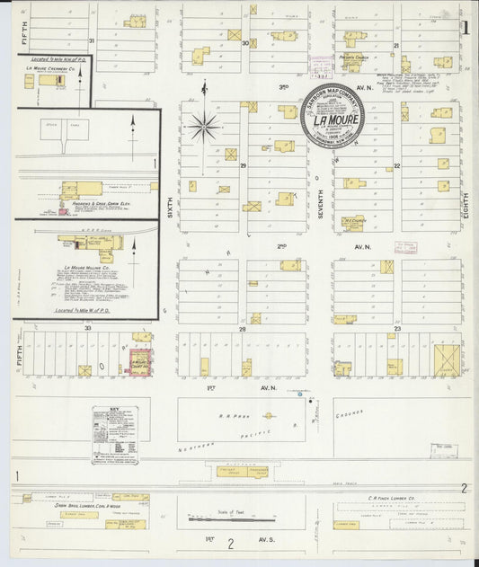 Sanborn Fire Insurance Map from La Moure, La Moure County, North Dakota (1908), Sheet #0001 - Historic Sanborn Fire Insurance Map Print, vintage old map wall art, antique decor, genealogy gift, North Dakota North Dakota map