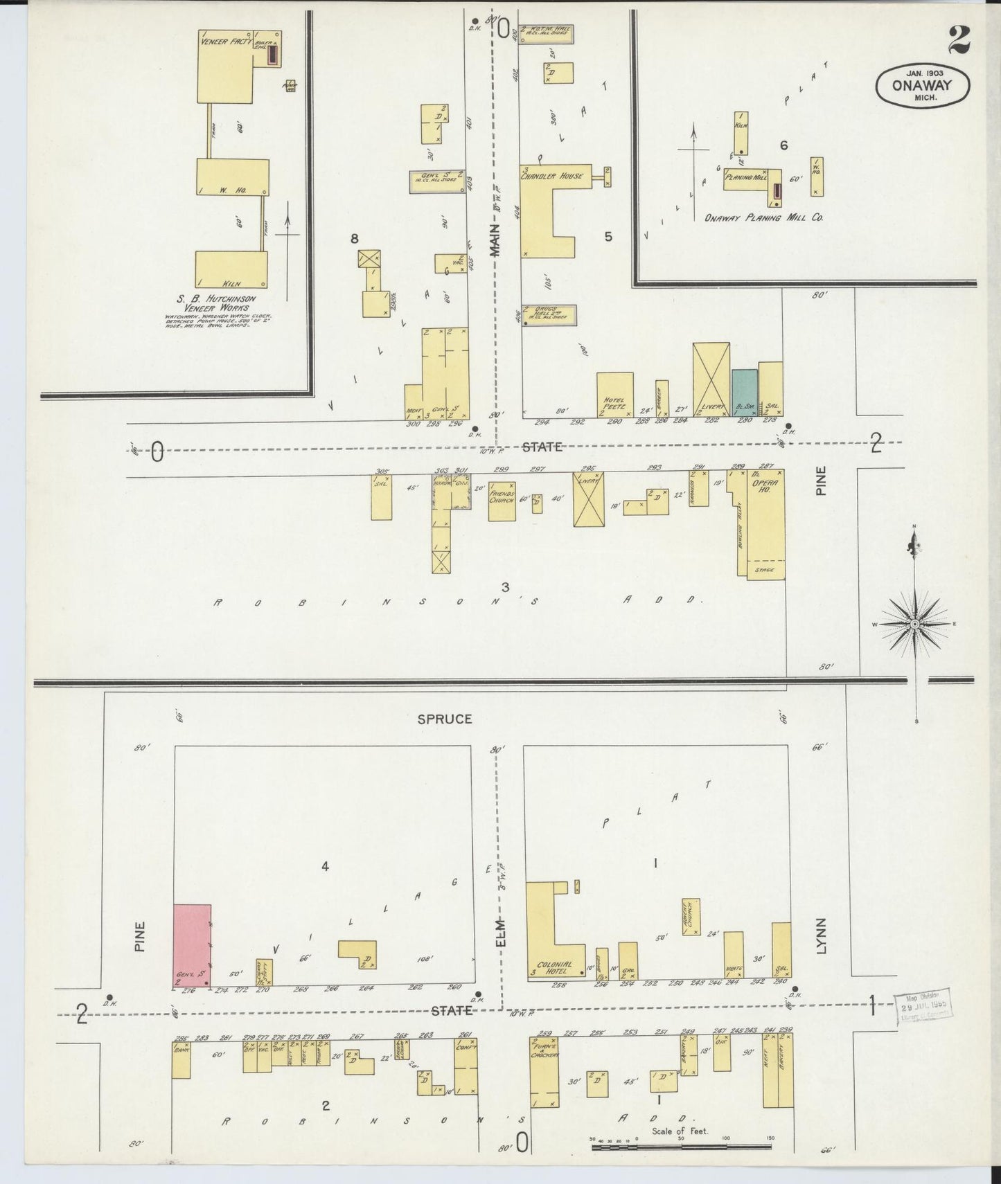 Sanborn Fire Insurance Map from Onaway, Presque Isle County, Michigan (1903), Sheet #0002 - Complete Map Set gallery image, historic Sanborn map, vintage wall art, Michigan Michigan