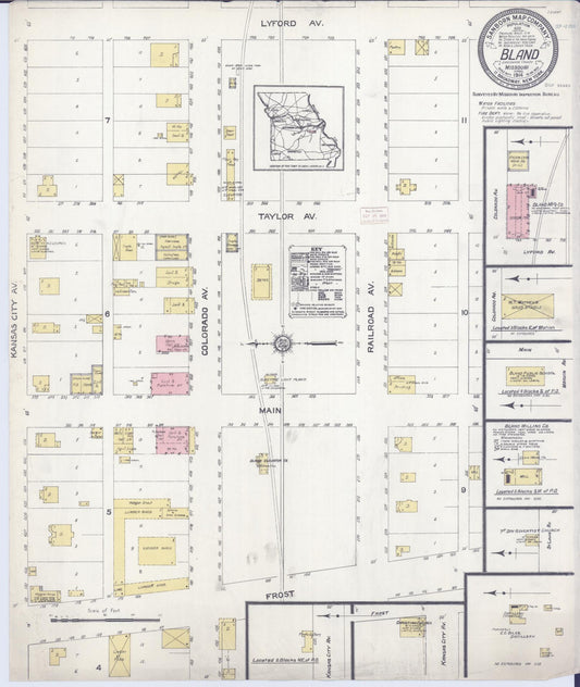 Sanborn Fire Insurance Map from Bland, Gasconade County, Missouri (1914), Sheet #0001 - Historic Sanborn Fire Insurance Map Print, vintage old map wall art, antique decor, genealogy gift, Missouri Missouri map