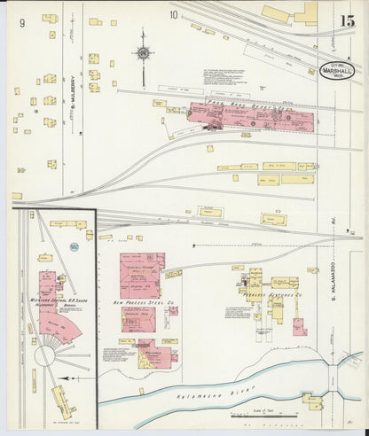 Sanborn Fire Insurance Map from Marshall, Calhoun County, Michigan (1911), Sheet #0015 - Historic Sanborn Fire Insurance Map Print, vintage old map wall art, antique decor, genealogy gift, Michigan Michigan map