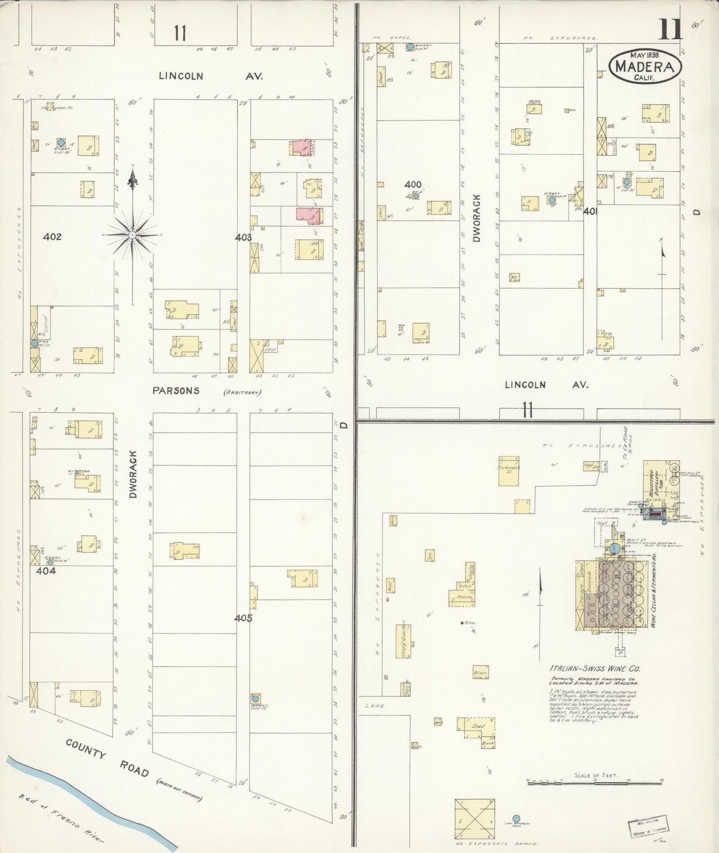 Sanborn Fire Insurance Map from Madera, Madera County, California (1898), Sheet #0011 - Historic Sanborn Fire Insurance Map Print, vintage old map wall art, antique decor, genealogy gift, California California map