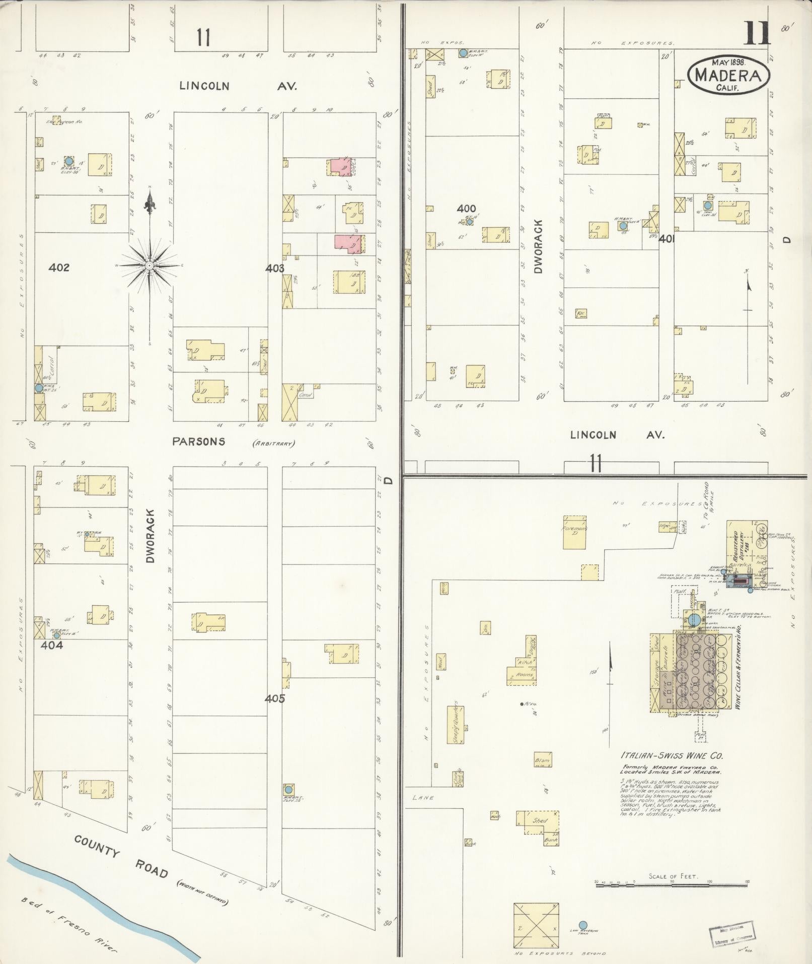 Sanborn Fire Insurance Map from Madera, Madera County, California (1898), Sheet #0011 - Historic Sanborn Fire Insurance Map Print, vintage old map wall art, antique decor, genealogy gift, California California map