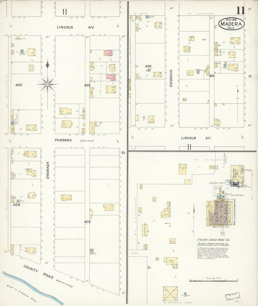 Sanborn Fire Insurance Map from Madera, Madera County, California (1898), Sheet #0011 - Historic Sanborn Fire Insurance Map Print, vintage old map wall art, antique decor, genealogy gift, California California map