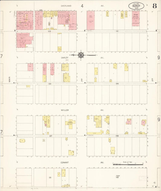 Sanborn Fire Insurance Map from Burley, Cassia County, Idaho (1915), Sheet #0008 - Historic Sanborn Fire Insurance Map Print, vintage old map wall art, antique decor, genealogy gift, Idaho Idaho map