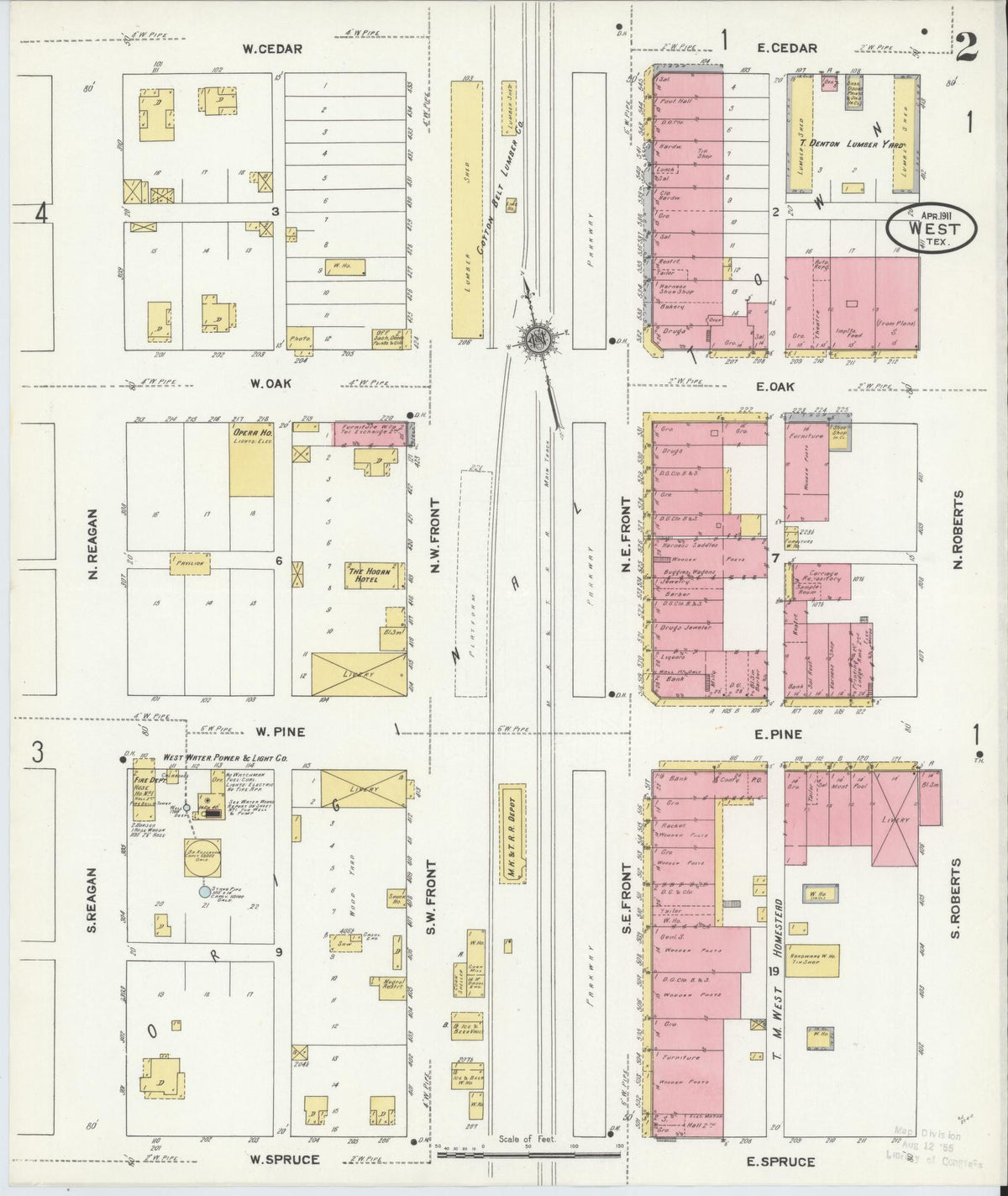 Sanborn Fire Insurance Map from West, McLennan County, Texas (1911), Sheet #0002 - Complete Map Set gallery image, historic Sanborn map, vintage wall art, Texas Texas
