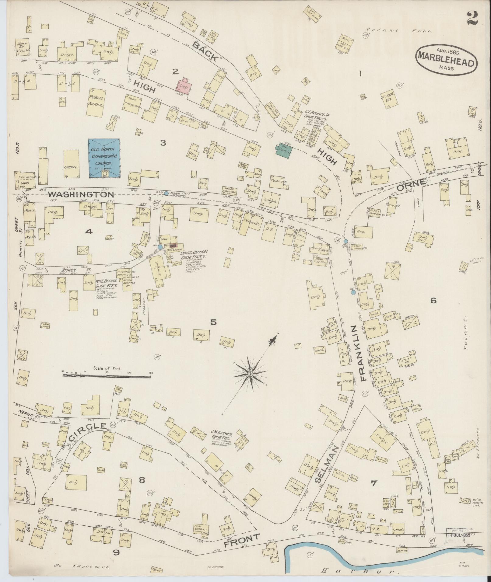 Sanborn Fire Insurance Map from Marblehead, Essex County, Massachusetts (1885), Sheet #0002 - Complete Map Set gallery image, historic Sanborn map, vintage wall art, Massachusetts Massachusetts