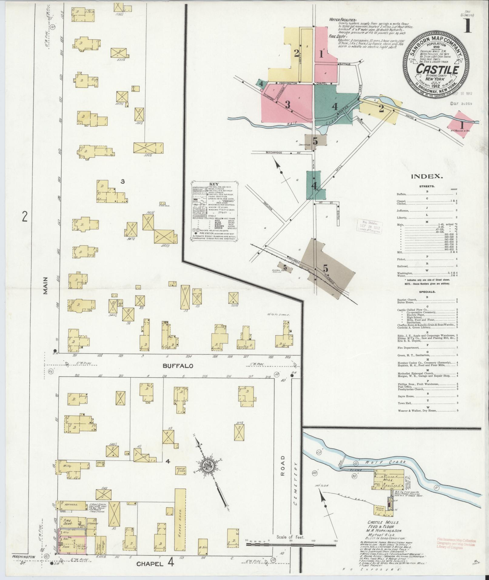Sanborn Fire Insurance Map from Castile, Wyoming County, New York. (1912) – Historic Sanborn Fire Insurance Map Print