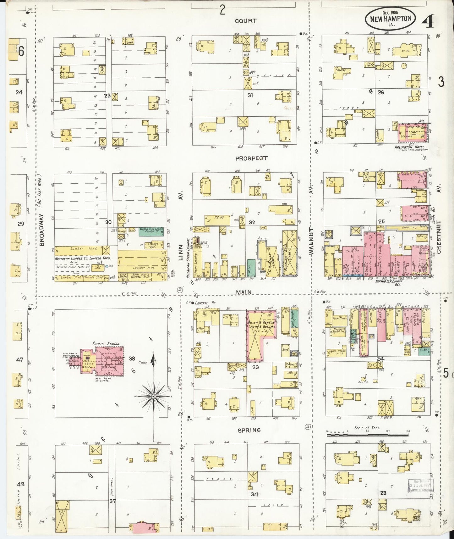 Sanborn Fire Insurance Map from New Hampton, Chickasaw County, Iowa (1905), Sheet #0004 - Historic Sanborn Fire Insurance Map Print