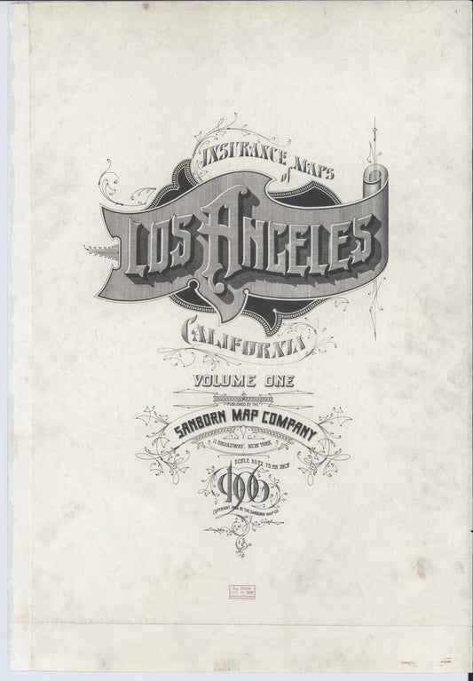 Sanborn Fire Insurance Map from Los Angeles, Los Angeles County, California (1906), Sheet #0001 - Historic Sanborn Fire Insurance Map Print, vintage old map wall art, antique decor, genealogy gift, California California map