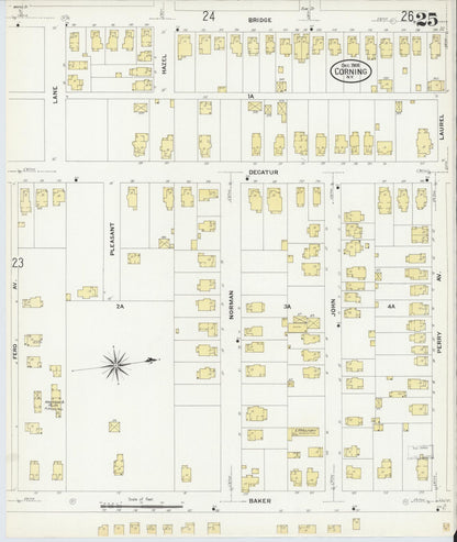 Sanborn Fire Insurance Map from Corning, Steuben County, New York (1908), Sheet #0025 - Complete Map Set gallery image, historic Sanborn map, vintage wall art, New York New York