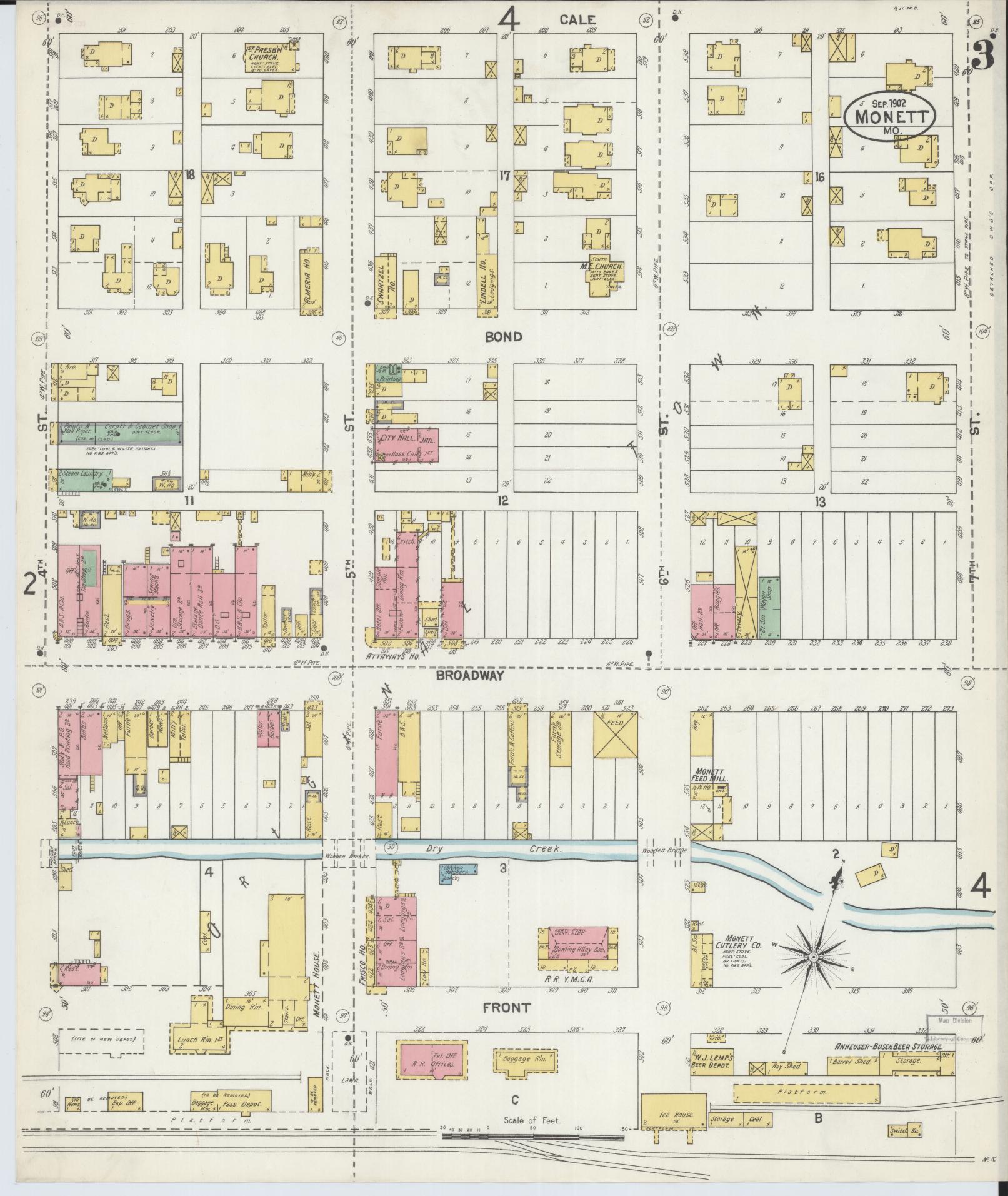 Sanborn Fire Insurance Map from Monett, Barry County, Missouri (1902), Sheet #0003 - Complete Map Set gallery image, historic Sanborn map, vintage wall art, Missouri Missouri