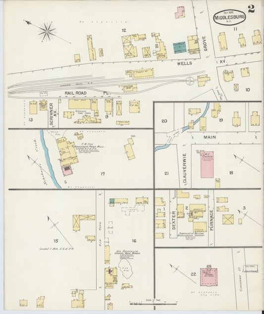 Sanborn Fire Insurance Map from Middleburgh, Schoharie County, New York (1892), Sheet #0002 - Historic Sanborn Fire Insurance Map Print, vintage old map wall art, antique decor, genealogy gift, New York New York map